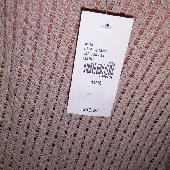 Lane Bryant Blouse Lightweight Sweater 14 16 Solid Beige Zipper Detail 3/4 Sleev - Picture 10 of 10